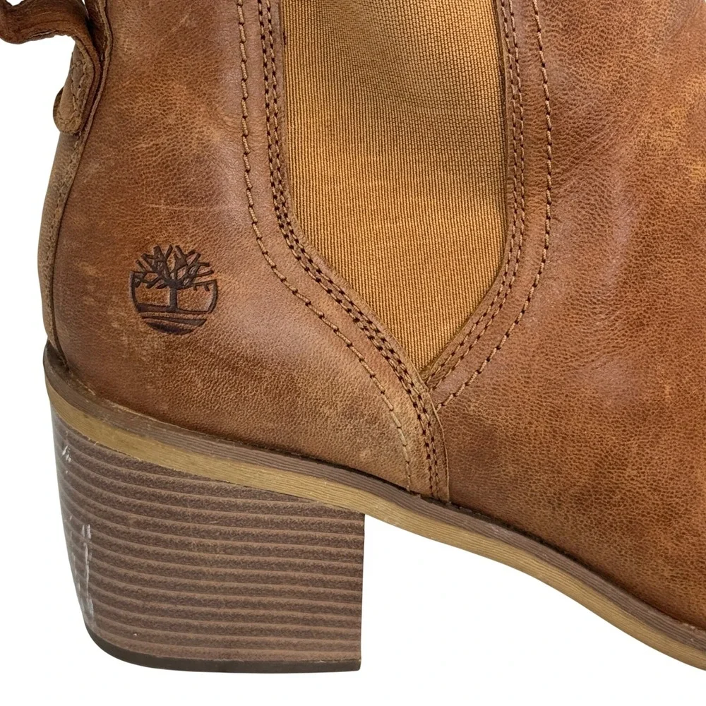 Timberland Leather Chelsea Boots Women's‎ 11 Brown Block Heel ReBOTL Defender